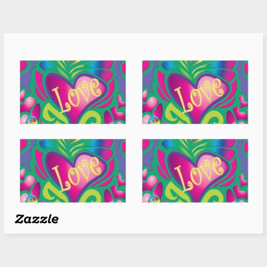 Psychedelisches Herz Rechteckiger Aufkleber (Blatt)