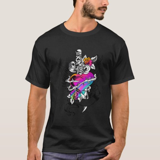 Psychedelisches Herz und Flügel T-Shirt (Vorderseite)