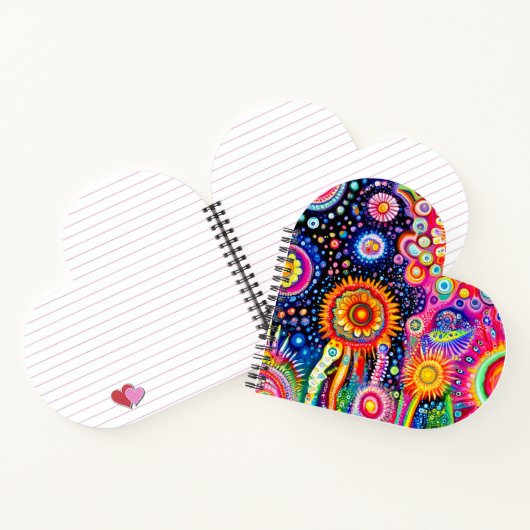 Psychedelisches Herz verschleiert Notizblock (Innenseite)