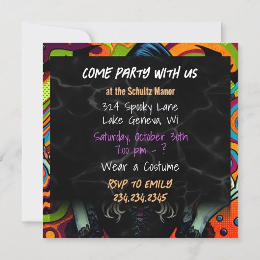 Psychedelisches HexenHalloween-Party (Rückseite)