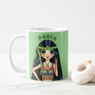 Psychedelisches Hippie Chick Peace Sign Headband 1 Kaffeetasse