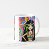 Psychedelisches Hippie Chick Peace Sign Niedlich d Kaffeetasse (VorderseiteRechts)