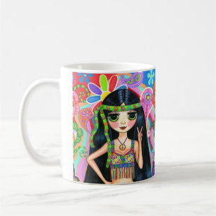 Psychedelisches Hippie Chick Peace Sign Niedlich d Kaffeetasse