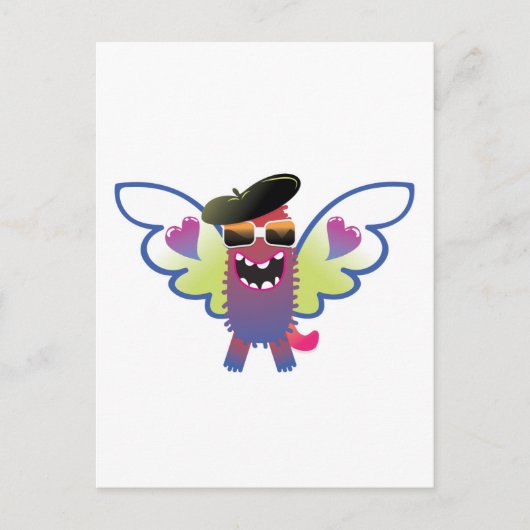 Psychedelisches Hippie-Engelmonster Postkarte (Vorderseite)