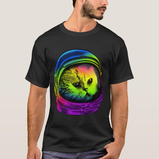 Psychedelisches Katzenprodukt Astronautenkatze mit T-Shirt (Vorderseite)
