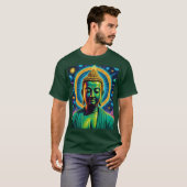 Psychedelisches kosmisches Buddha-Glow-Shirt T-Shirt (Vorne ganz)