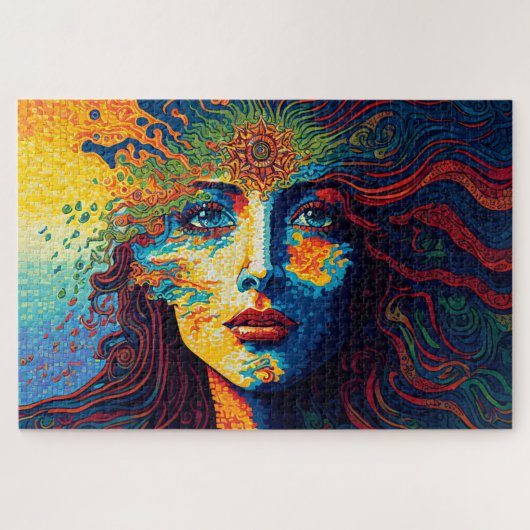Psychedelisches Kunstportrait einer Frau Puzzle (Horizontal)