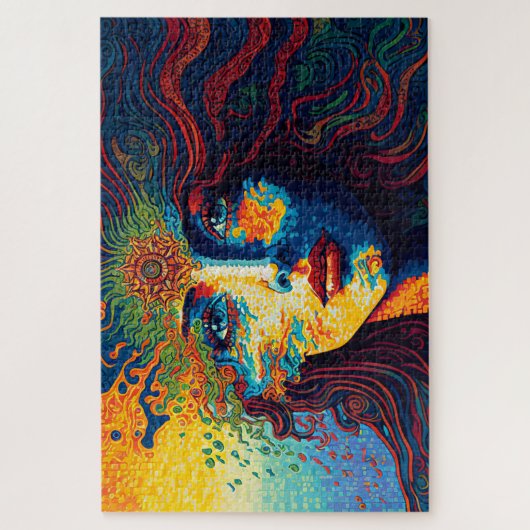 Psychedelisches Kunstportrait einer Frau Puzzle (Vertikal)