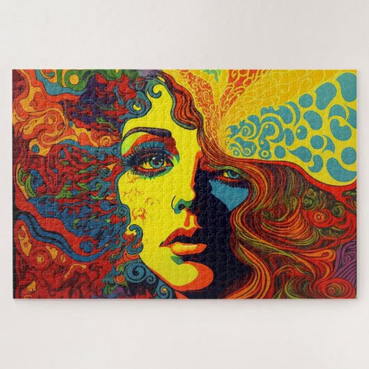Psychedelisches Kunstportrait Puzzle (Horizontal)