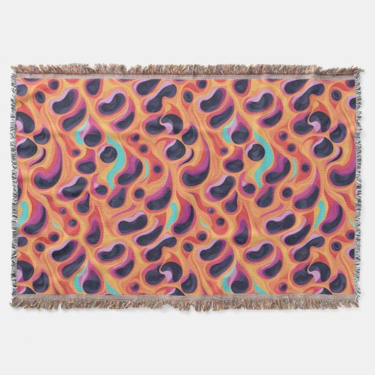 Psychedelisches Lila und orangefarbenes Abstraktes Decke (Vorderseite)