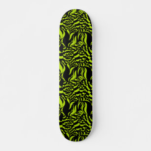 Psychedelisches Limettengrün und schwarzes Muster Skateboard