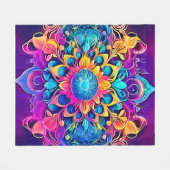 Psychedelisches Mandala-Design Fleecedecke (Vorderseite (Horizontal))