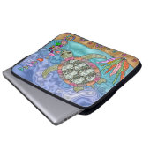 Psychedelisches Meeresschildkröten-Seepferd Art La Laptopschutzhülle (Vorne Knopf)