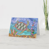 Psychedelisches Meeresschildkröten-Seepferd Kiss A Karte (Vorderseite)