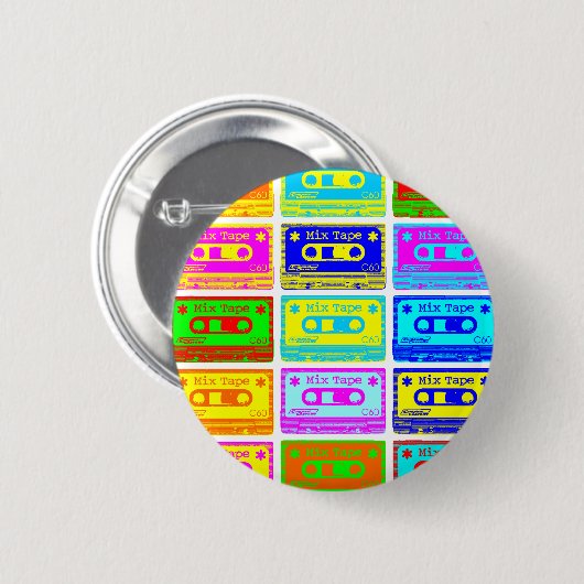 Psychedelisches Mix-Tape Button (Vorne & Hinten)