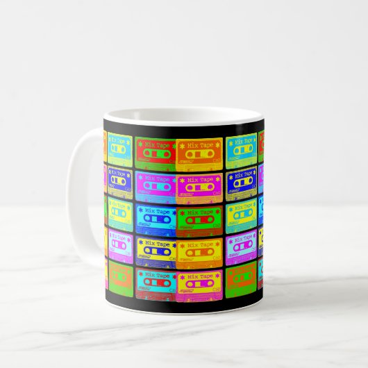 Psychedelisches Mix-Tape - Schwarzer Hintergrund Kaffeetasse (Vorderseite Links)