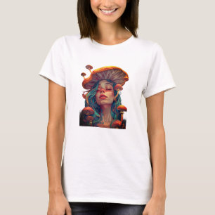 Psychedelisches Mond-Pilz-Mädchen Frauen T-Shirt