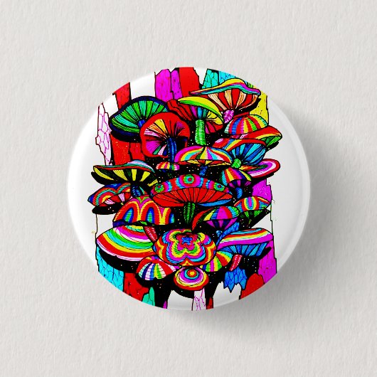 Psychedelisches Mushroom-Button-Abzeichen Button (Vorderseite)