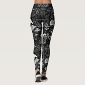 Psychedelisches Mushroom-Muster 2D.BW.b Black BG Leggings (Rückseite)