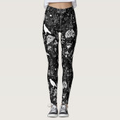 Psychedelisches Mushroom-Muster 2D.BW.b Black BG Leggings (Vorderseite)
