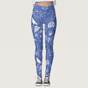 Psychedelisches Mushroom-Muster 2D.BW.b L Blue BG Leggings