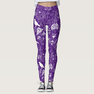 Psychedelisches Mushroom-Muster 2D.BW.b Lila BG Leggings