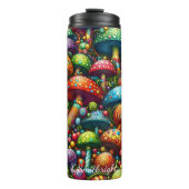 Psychedelisches Mushroom Wonderland Muster Thermosbecher (Vorderseite)