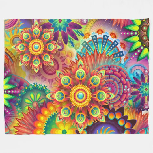 Psychedelisches Muster Fleecedecke (Vorderseite (Horizontal))