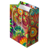 Psychedelisches Muster Mittlere Geschenktüte (Rückseite Schrägansicht)