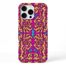 Psychedelisches Neon Pink Barock Geblüht Muster