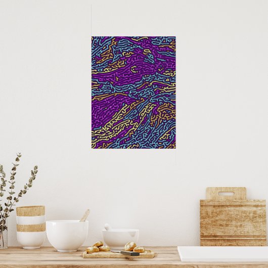 Psychedelisches Neon Retro Muster Design Poster (Küche)