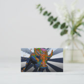 Psychedelisches NYC: Aufladenstier von Wall Street Visitenkarte (Stehend Vorderseite)