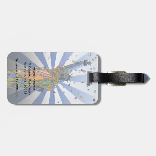 Psychedelisches NYC: Freiheitsstatue #2 Gepäckanhänger (Rückseite horizontal)