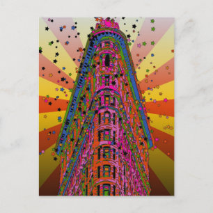 Psychedelisches NYC - Spitze des Flatiron Gebäudes Postkarte