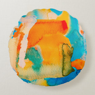 Psychedelisches Papier. Classic Blue und Lush Lava Rundes Kissen