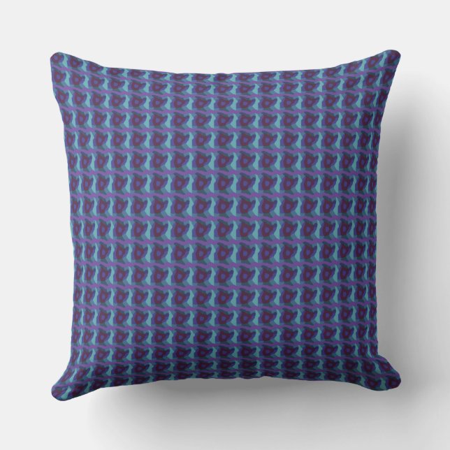 Psychedelisches Patchwork Aquamarines Lila Eggplan Kissen (Rückseite)