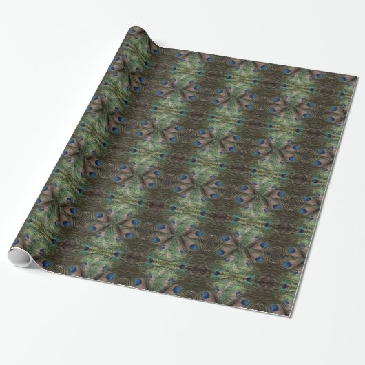 Psychedelisches Pfauen-Wrap-Papier Geschenkpapier (Ungerollt)