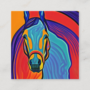 Psychedelisches Pferdkopf-Portrait Quadratische Visitenkarte