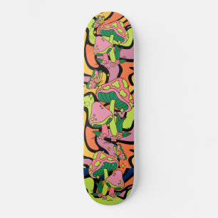 Psychedelisches Pilz-Retro-Muster Skateboard