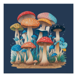 Psychedelisches Pilz-Shirt   Botanisch Poster