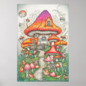 Psychedelisches Pilzetal im Wald Poster (Vorne)