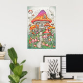 Psychedelisches Pilzetal im Wald Poster (Heimbüro)
