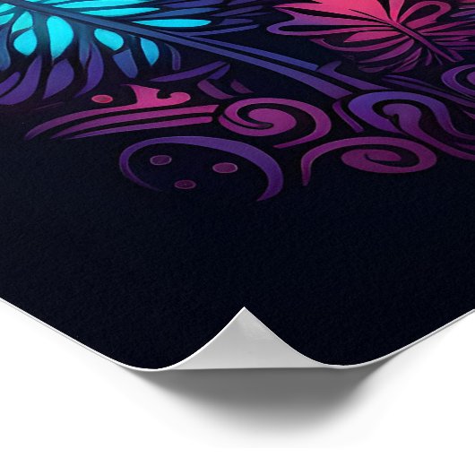 Psychedelisches Pilzglühen in Dunkelheit Poster (Ecke)