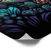 Psychedelisches Pilzglühen in Dunkelheit Poster (Ecke)