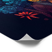 Psychedelisches Pilzglühen in Dunkelheit Poster (Ecke)