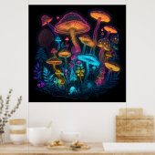 Psychedelisches Pilzglühen in dunklem Poster (Küche)