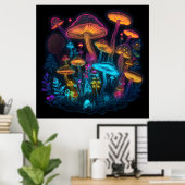 Psychedelisches Pilzglühen in dunklem Poster (Heimbüro)