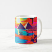 Psychedelisches Poster Art Ägyptische Landschaft Kaffeetasse (VorderseiteRechts)