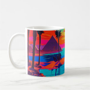 Psychedelisches Poster Art Ägyptische Landschaft Kaffeetasse