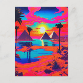 Psychedelisches Poster Art Ägyptische Landschaft Postkarte